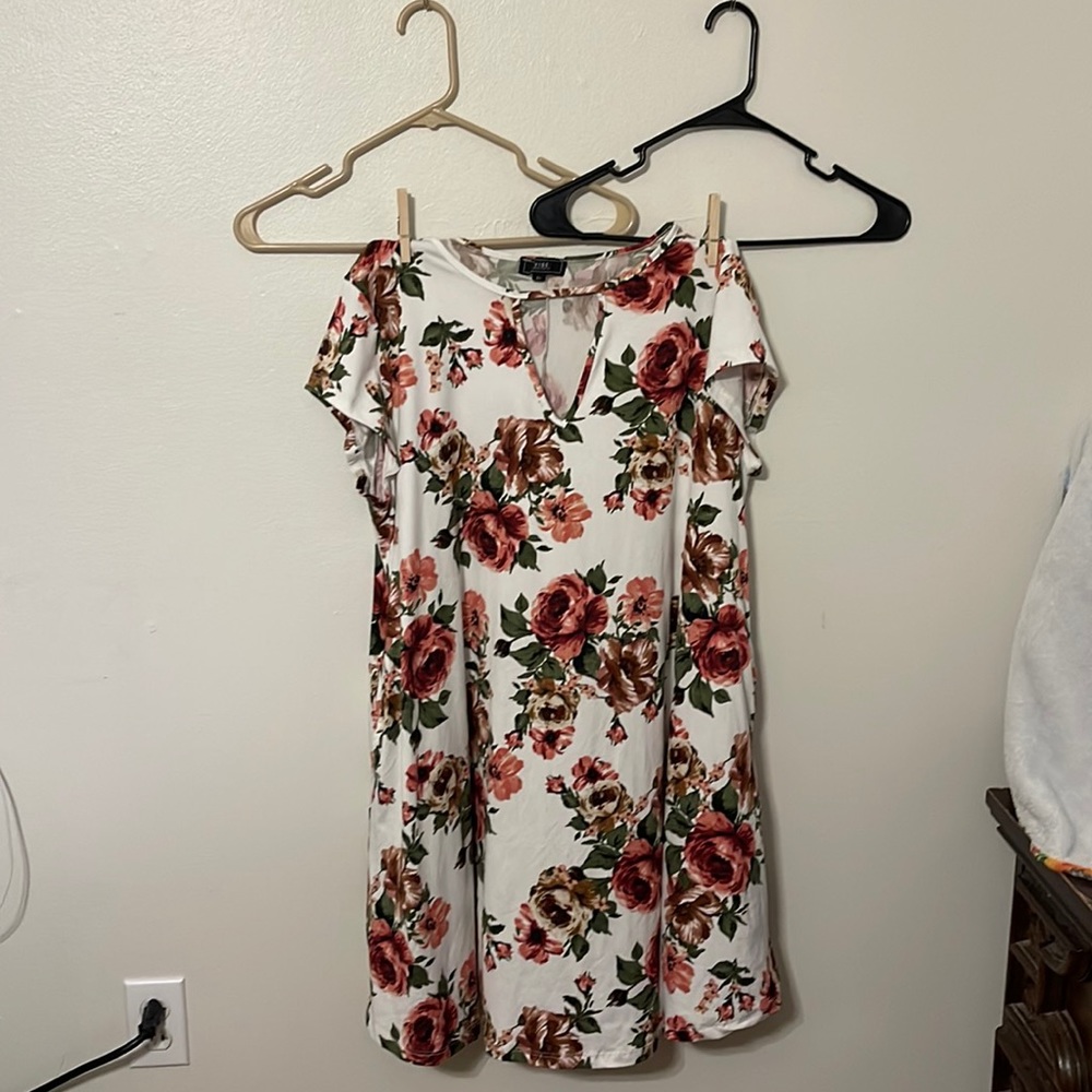 white floral short dress